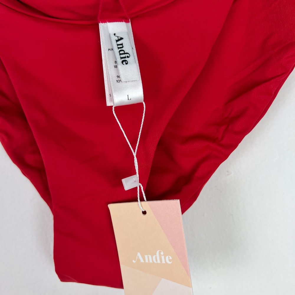 NWT Andie Swim The Banded Cheeky Flat Bottom Bikini Cherry Red Size Large L NEW - Picture 7 of 11